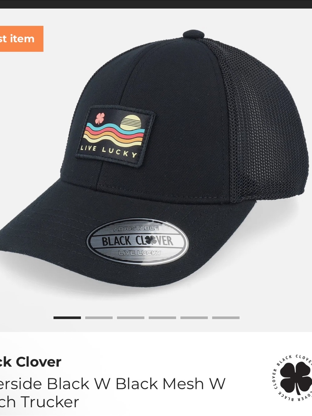 NWT Black Clover Live Lucky Riverside snap back Black Trucker Hat w Patch $38